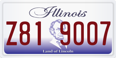IL license plate Z819007