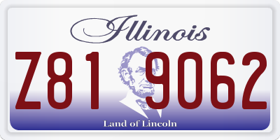 IL license plate Z819062