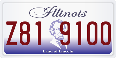 IL license plate Z819100