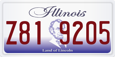 IL license plate Z819205