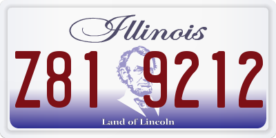 IL license plate Z819212