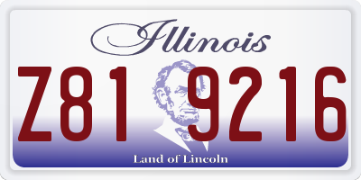 IL license plate Z819216
