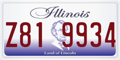 IL license plate Z819934
