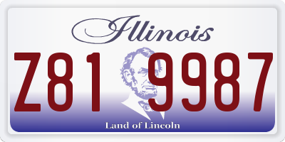 IL license plate Z819987