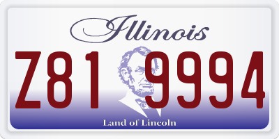 IL license plate Z819994