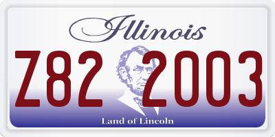 IL license plate Z822003