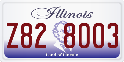 IL license plate Z828003