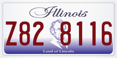 IL license plate Z828116