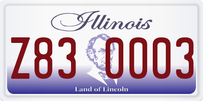 IL license plate Z830003