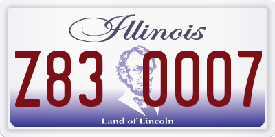 IL license plate Z830007