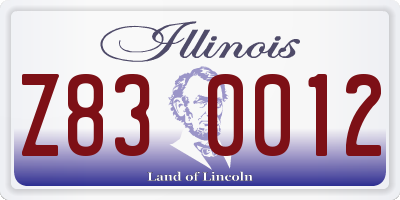 IL license plate Z830012