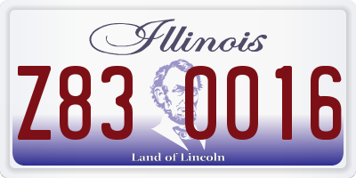 IL license plate Z830016