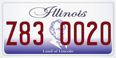 IL license plate Z830020