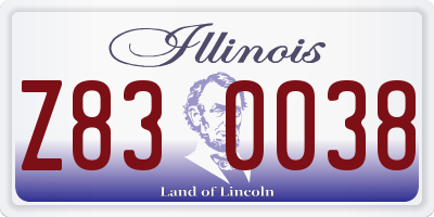 IL license plate Z830038