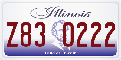 IL license plate Z830222