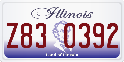 IL license plate Z830392