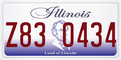IL license plate Z830434