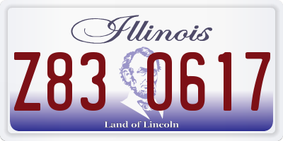 IL license plate Z830617