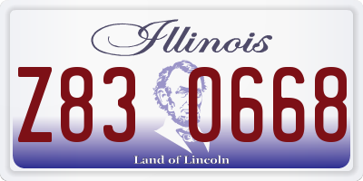IL license plate Z830668