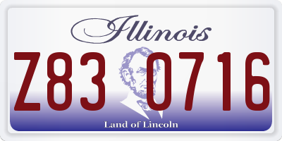 IL license plate Z830716