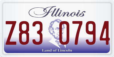 IL license plate Z830794