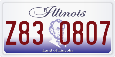 IL license plate Z830807