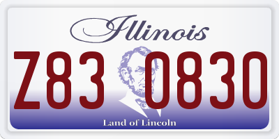 IL license plate Z830830