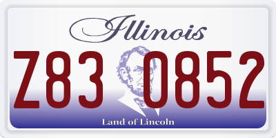 IL license plate Z830852
