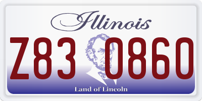 IL license plate Z830860
