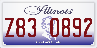 IL license plate Z830892