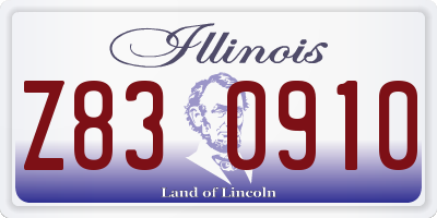 IL license plate Z830910