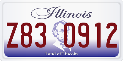 IL license plate Z830912