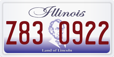 IL license plate Z830922