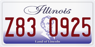 IL license plate Z830925