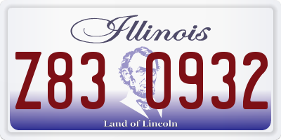 IL license plate Z830932