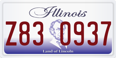 IL license plate Z830937