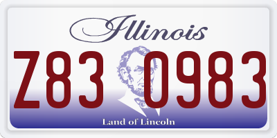 IL license plate Z830983
