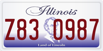 IL license plate Z830987