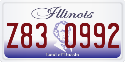 IL license plate Z830992