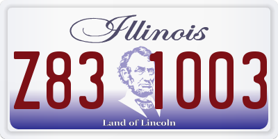 IL license plate Z831003