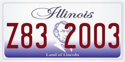 IL license plate Z832003