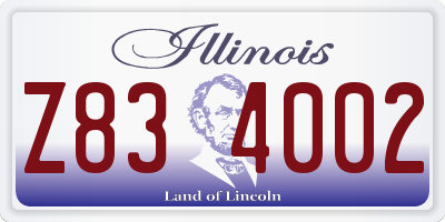 IL license plate Z834002