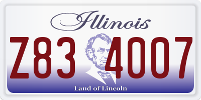 IL license plate Z834007