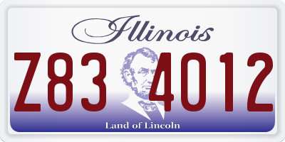 IL license plate Z834012
