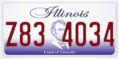 IL license plate Z834034