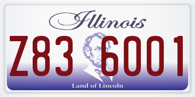 IL license plate Z836001