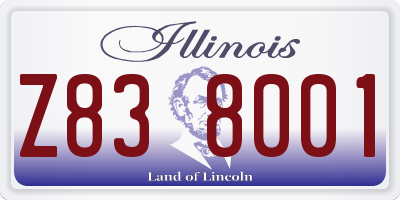 IL license plate Z838001