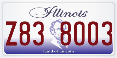 IL license plate Z838003