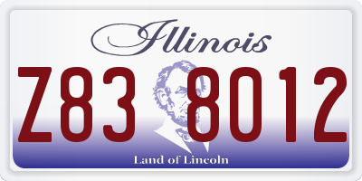 IL license plate Z838012