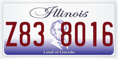 IL license plate Z838016